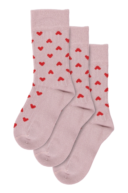 Minipop Bamboo Strømper MP55 (3pak.) - Rose Heart
